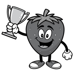 Strawberry with Trophy Illustration