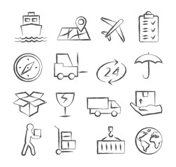 Logistic and Delivery Doodle Icons