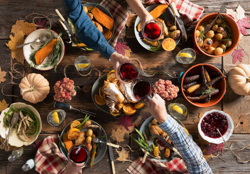 Toasting at Thanksgiving Dinner