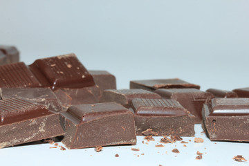 Pieces of a dark chocolate bar
