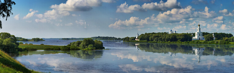 Panorama of the Volkhov River and Yuryev of the monastery near Novgorod