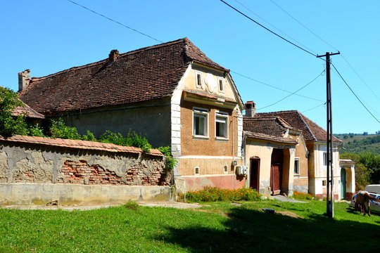 Typical Rural Landscape And Peasant Houses In Cincu, Grossschenk, Transylvania,Romania