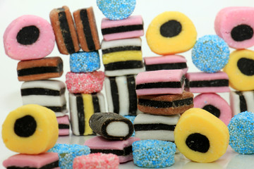 Stacked liquorice all sorts