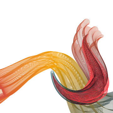 Wave of the many lines. Abstract wavy stripes on a white background isolated. Creative line art. Vector illustration EPS 10. Design elements created using the Blend Tool. Curved smooth tape