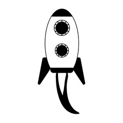 cartoon rocket or spaceship icon image vector illustration design  black and white