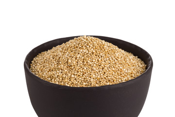 Pile of grain quinoa seeds in bowl