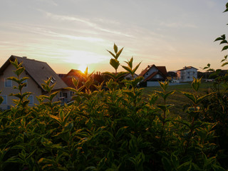 Landschaft bei Sonnenuntergang