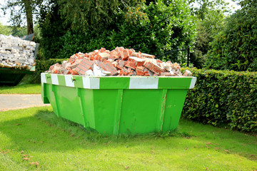 Loaded garbage dumpster