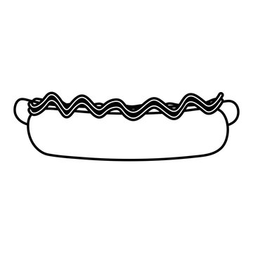 hot dog food icon image vector illustration design  black line