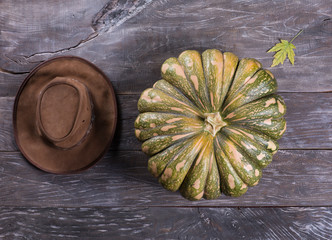 pumpkin and cowboy hat