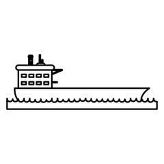 Naklejka premium cargo ship icon image vector illustration design black line