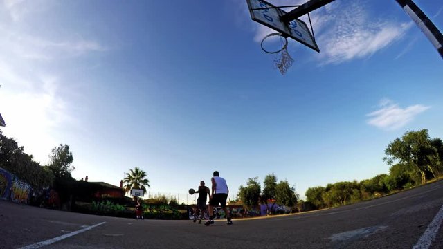Fade away jump in a one on one basketball game