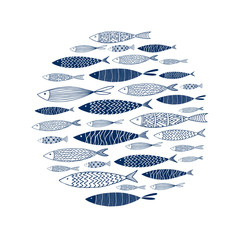 Round pattern of decorative fish