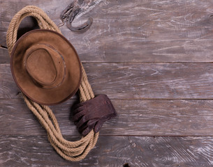 Lasso and cowboy hat