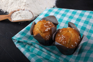 Muffin and cooking utensils