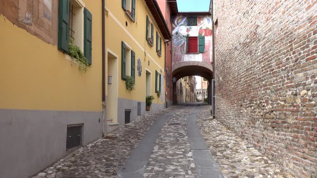 shot of houses of the medieval village of Dozza, a small gem among the architectural wonders of Italy
