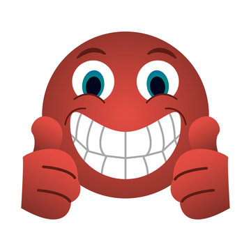 Grin With Two Thumbs Up Emoji Instant Messaging  Icon Image Vector Illustration Design 