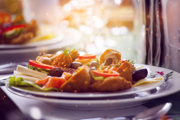 Luxury food on wedding table