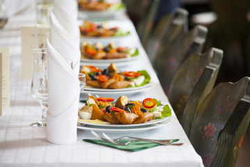 Luxury food on wedding table