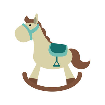 rocking wooden horse toy icon image vector illustration design 