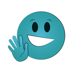happy open hand hi bye emoji instant messaging  icon image vector illustration design 