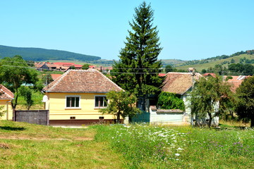 Typical rural landscape and peasant houses in Cincu, Grossschenk, Transylvania,Romania