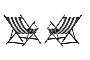 Vector  illustration of two black and white chaise lounge  on transparent background 