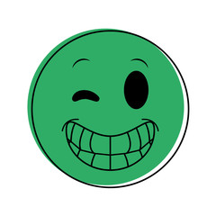 happy wink  emoji instant messaging  icon image vector illustration design  green color