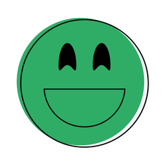 happy grin emoji instant messaging  icon image vector illustration design  green color