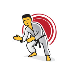 energy karate man illustration, icon design, isolated on white background.