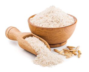 Whole grain oat flour isolated on white