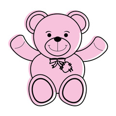 teddy bear toy icon image vector illustration design  pink color