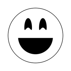 happy grin emoji instant messaging  icon image vector illustration design  black and white