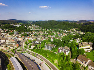 Aerial photo of Gummersbach, a town in Germany
