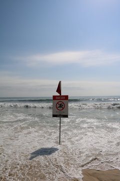 Unguarded beach section Danger No swimming
