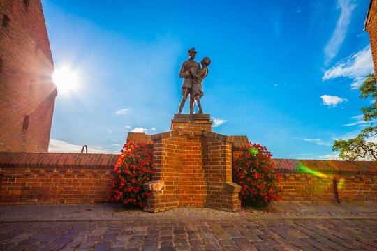 Monument to uhlan with girlfriend. Grudziadz, Poland