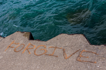 Forgive in Stein gemeißelt - Ufer des Lake Michigan, Chicago