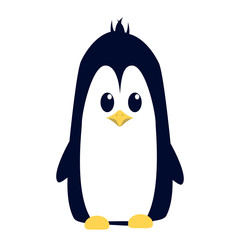 Abstract cute angry cartoon pinguin isolated on a blue background. Funny penguin image.