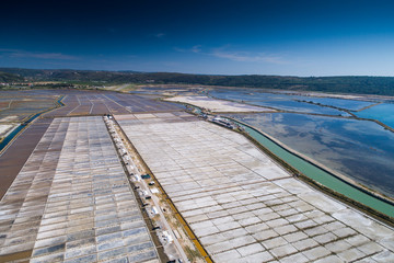 Salt evaporation ponds in Secovlje, Slovenia