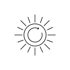 Line art icon - ecology and sun. Nature and weather sign. Sun symbol. Black flat icon. Classic design.