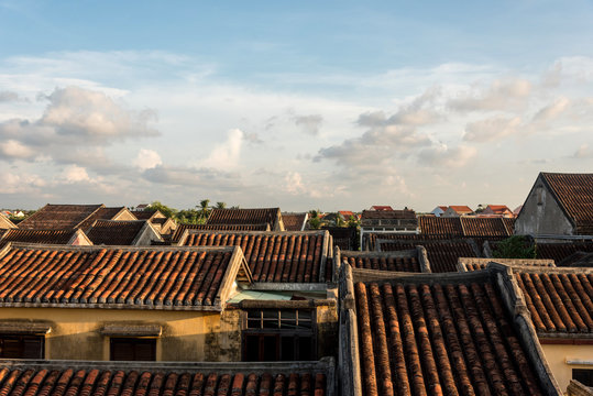 Sunset looking out over Hoi An's historic rooftops