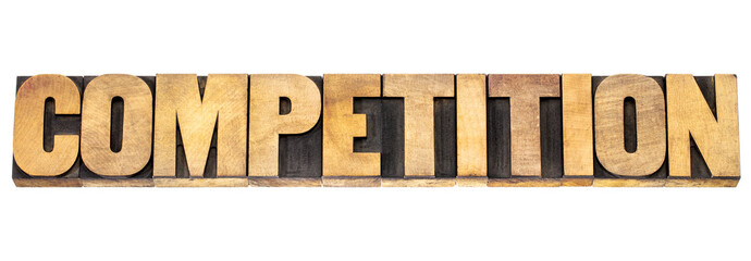 competition word banner in wood type