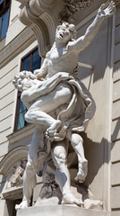 Fototapeta na wymiar Vienna - Statue of Hercules fighting Antaeus from entry to Hofburg palaces