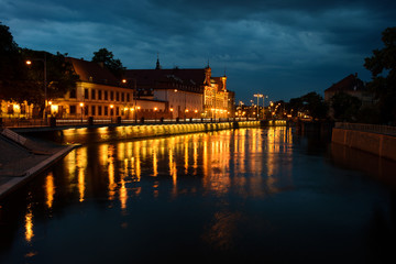 Fototapeta na wymiar Night view on the University of Wroclaw, Poland