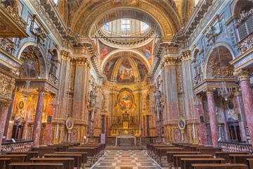 Fototapeta na wymiar TURIN, ITALY - MARCH 13, 2017: The nave of baroque church Chiesa di Santa Teresia.