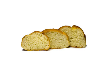 slices of wheat bread isolated on white background. food, object.