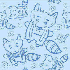Seamless pattern doodle animal for children