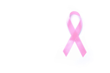 pink ribbon breast cancer on white background.