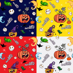Halloween symbols in the Seamless pattern