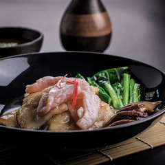 Soup with japanese noodles,
